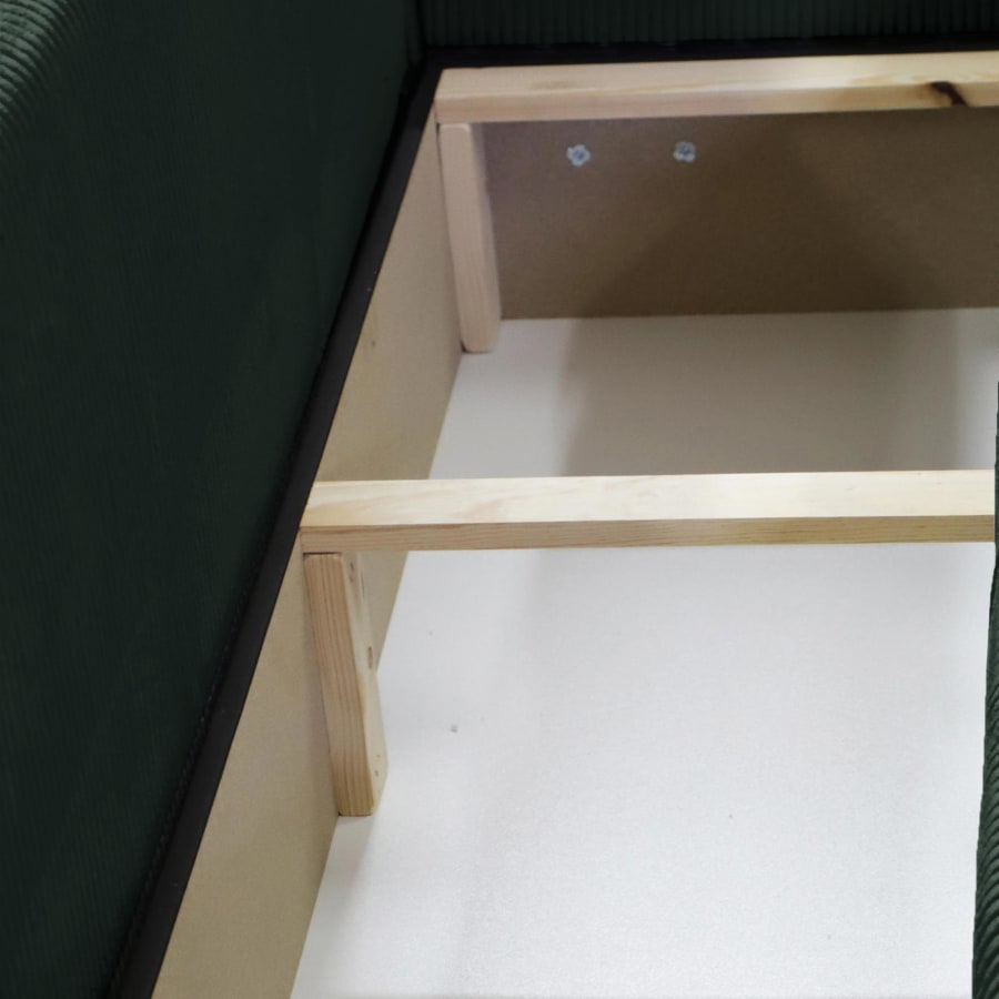 Canapé d'angle convertible et réversible avec coffre en velours côtelé vert